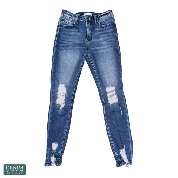 Petra 153 Distressed Skinny Jeans Light Wash Raw Hem Women’s Denim Size 7/27 - Picture 1 of 9